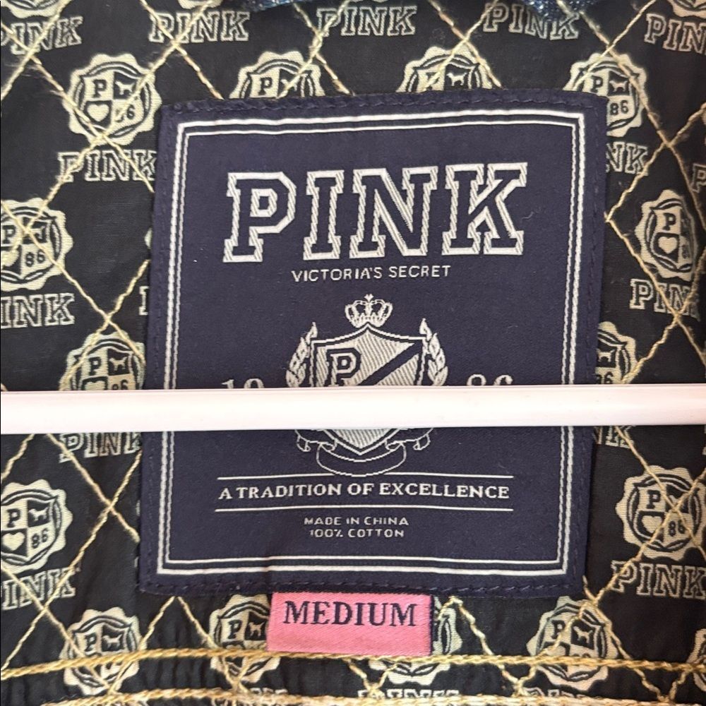 PINK vintage Victoria's Secret Dark Blue Jean Jacket Women medium fall denim EUC - Picture 5 of 11